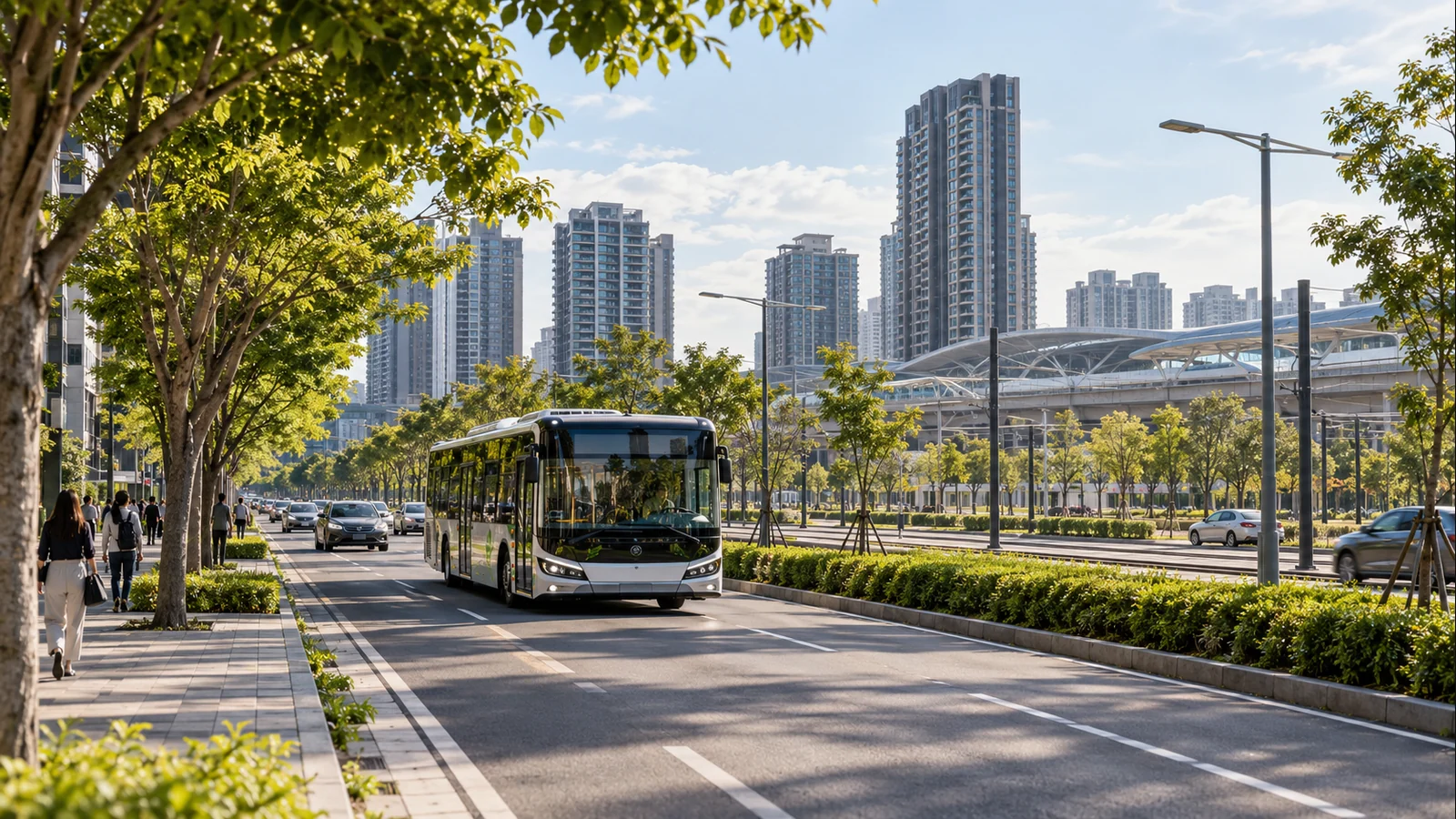 竹北高鐵生活圈林蔭大道與電動先導公車的公共運輸情境