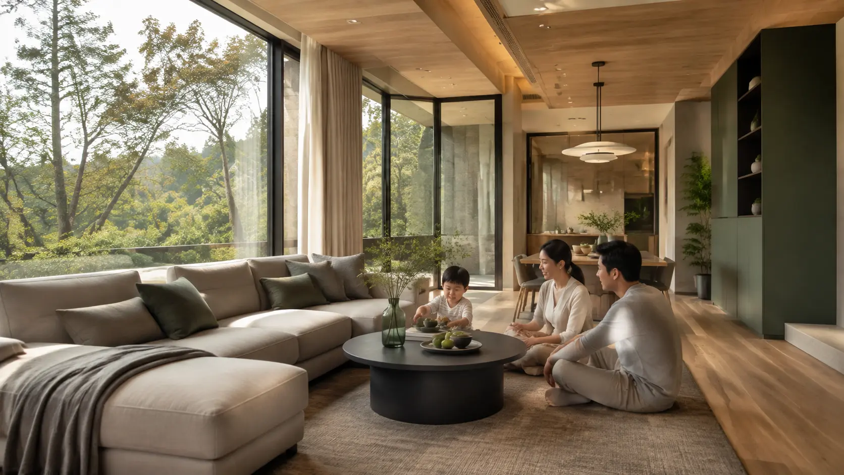竹北現代住宅生活情境示意圖，非知心畫建築外觀