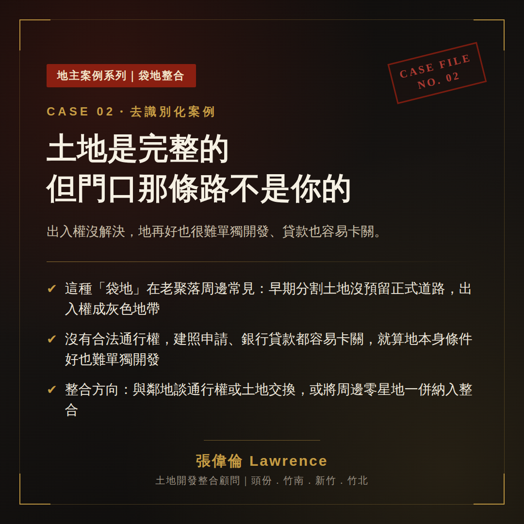 土地是完整的，但門口那條路不是你的