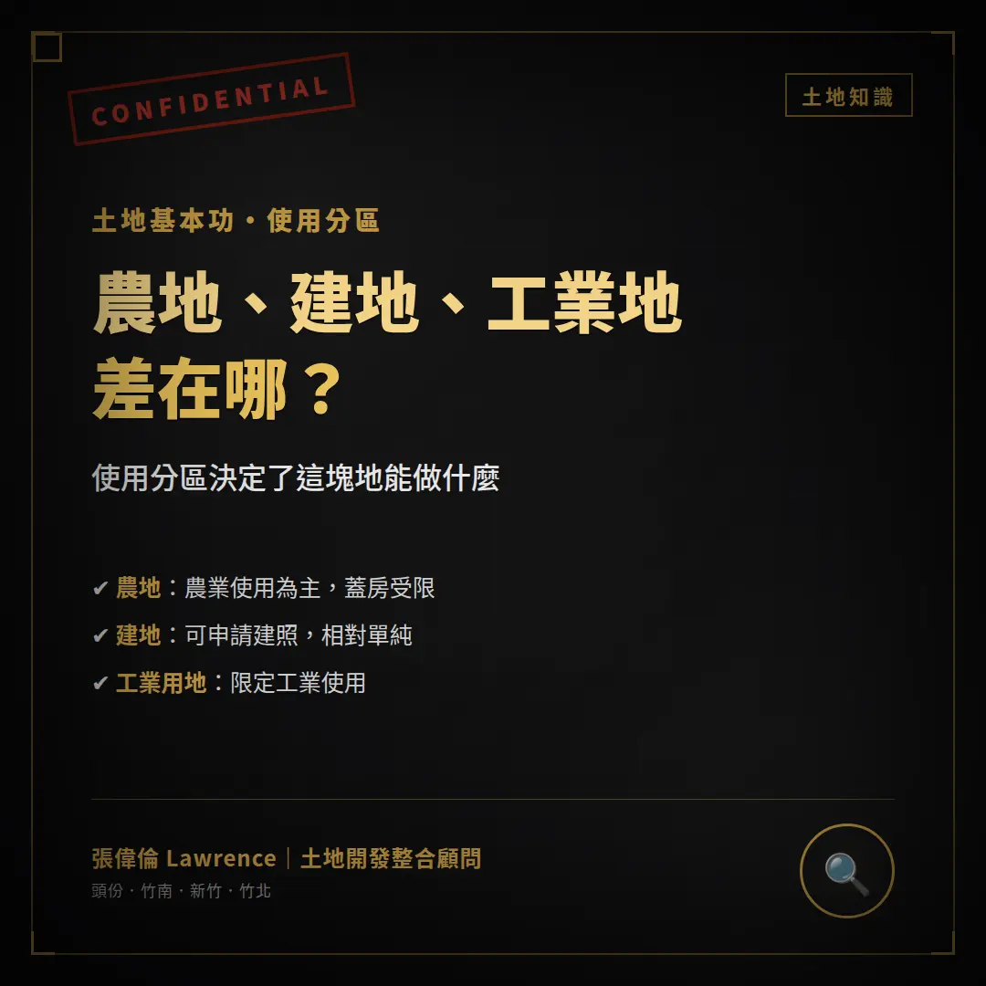 農地建地工業用地差異土地知識圖卡
