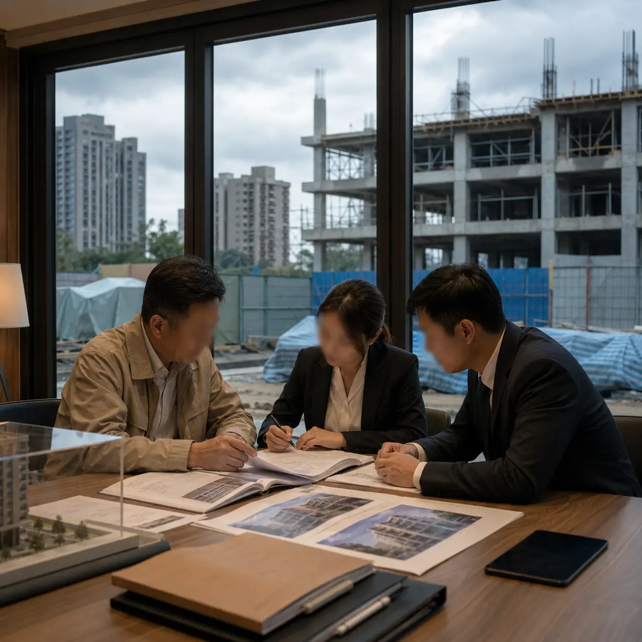 合建工程停工現場與地主進行契約及履約資料檢視