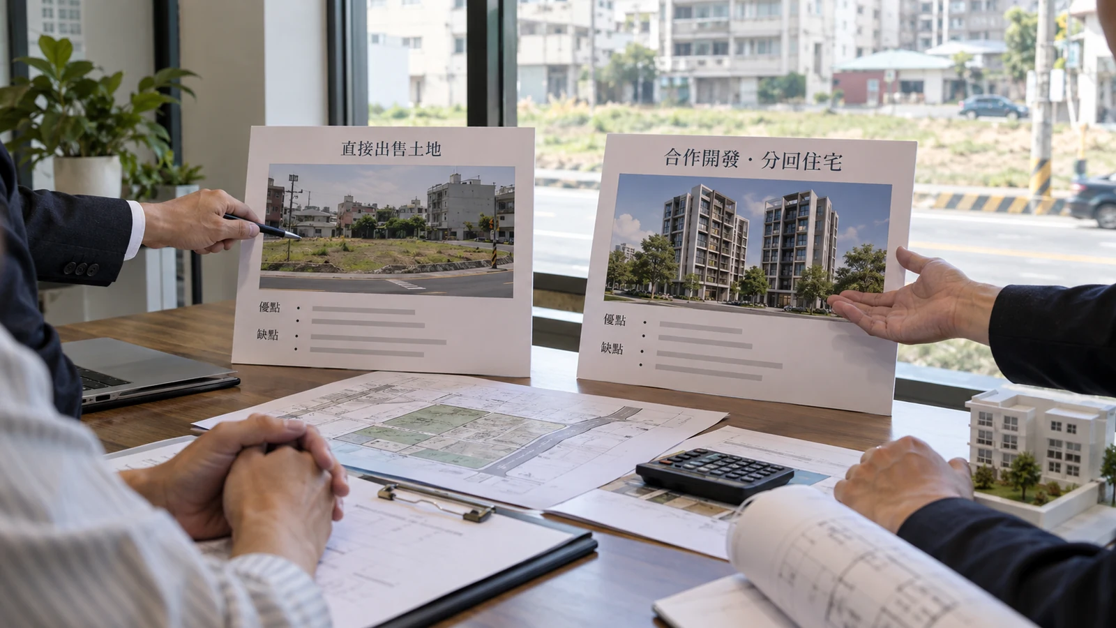 土地賣斷或合建分屋?用現金流、時間與履約風險比較匿名地主諮詢情境重現照片