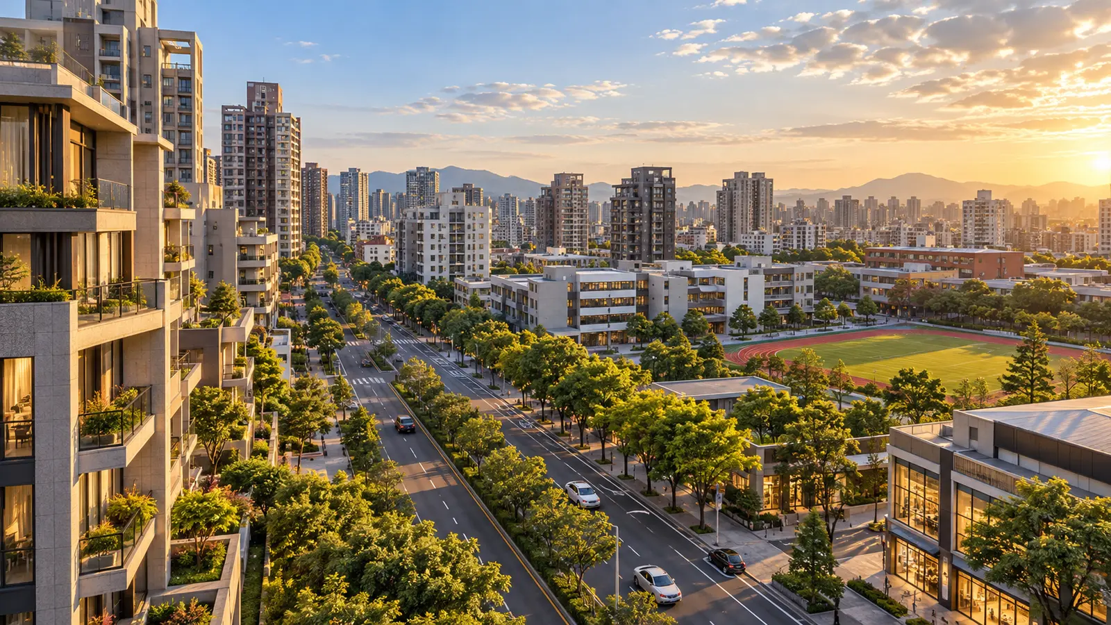 竹北中正東路縣治一期住宅與學校生活圈原創情境照片