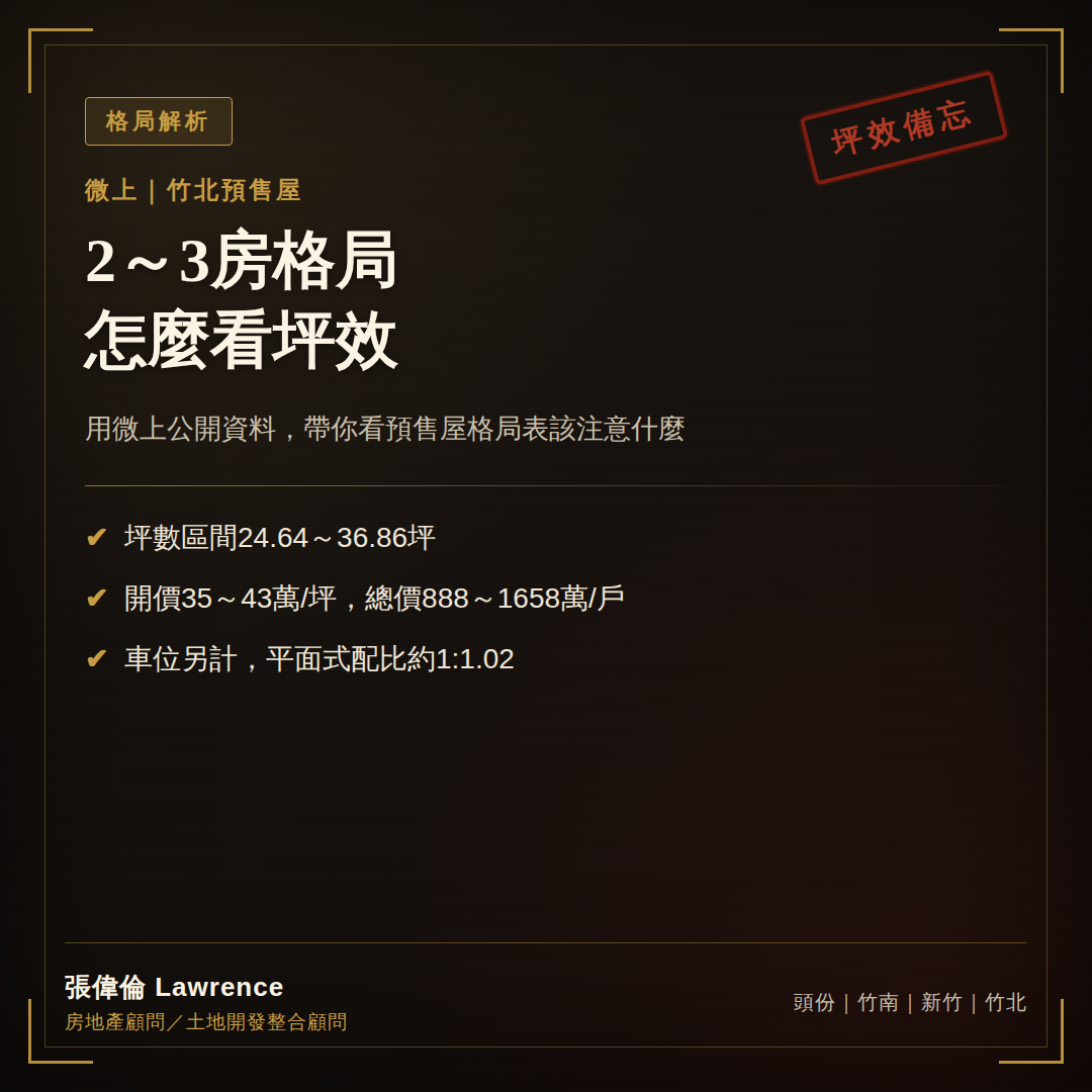微上2至3房格局坪效解析