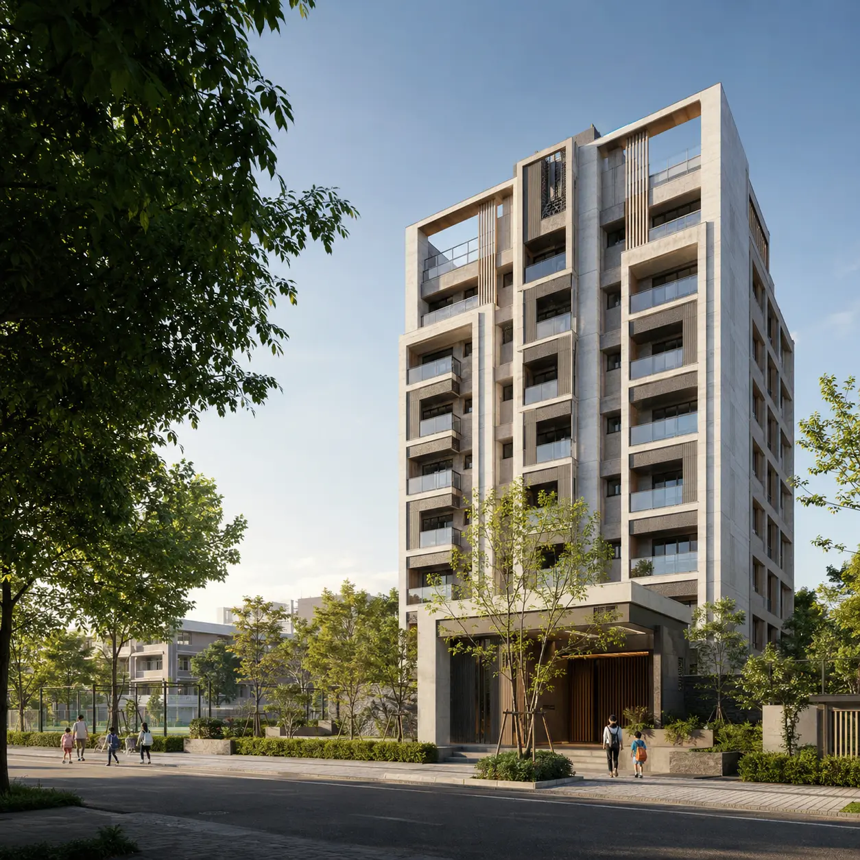 久煜學學-樂學區竹北預售屋與竹北市公所・新國街生活圈建築情境示意