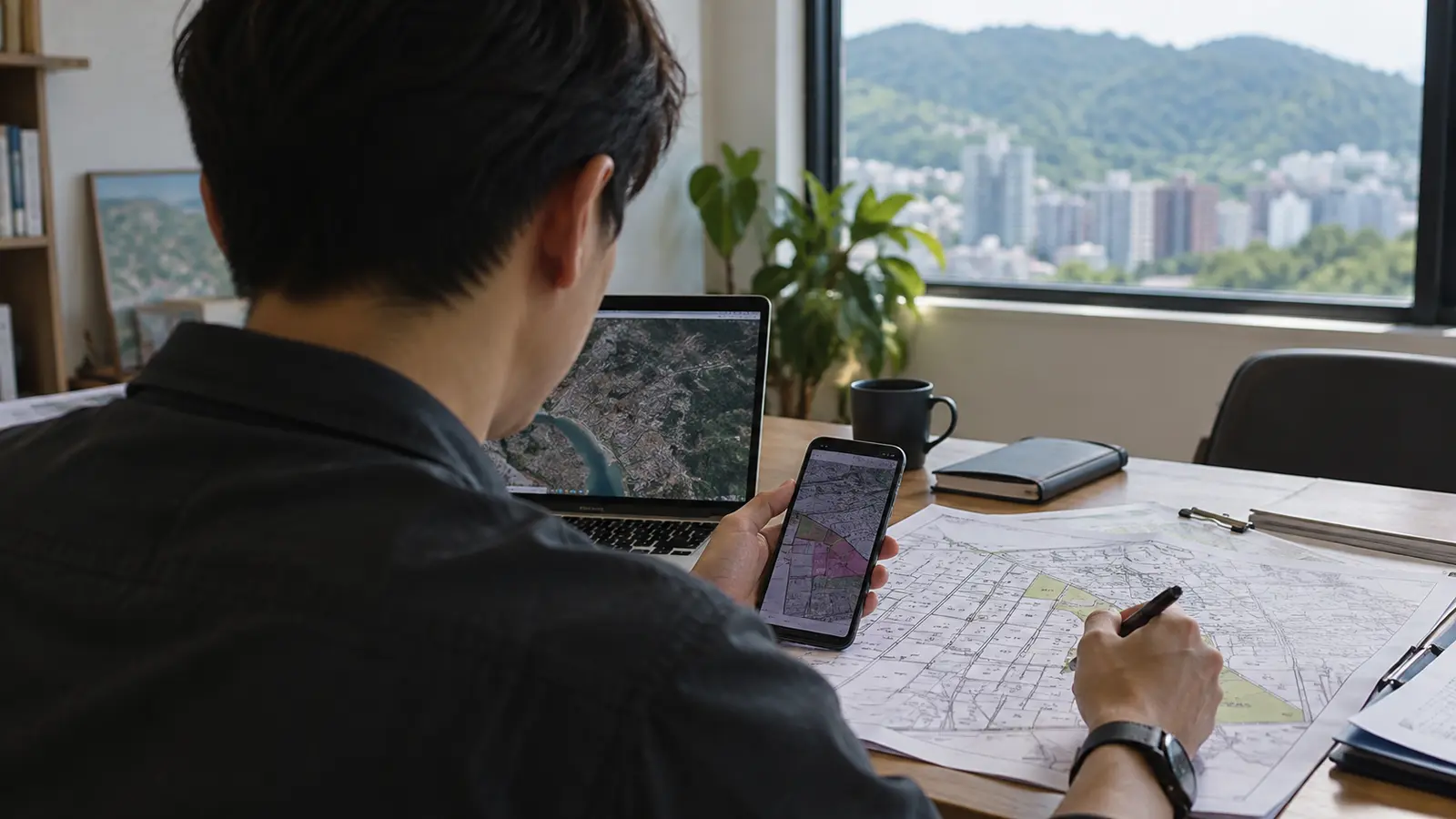 手機最常打開的,是地籍圖與公開資料寫實工作情境圖